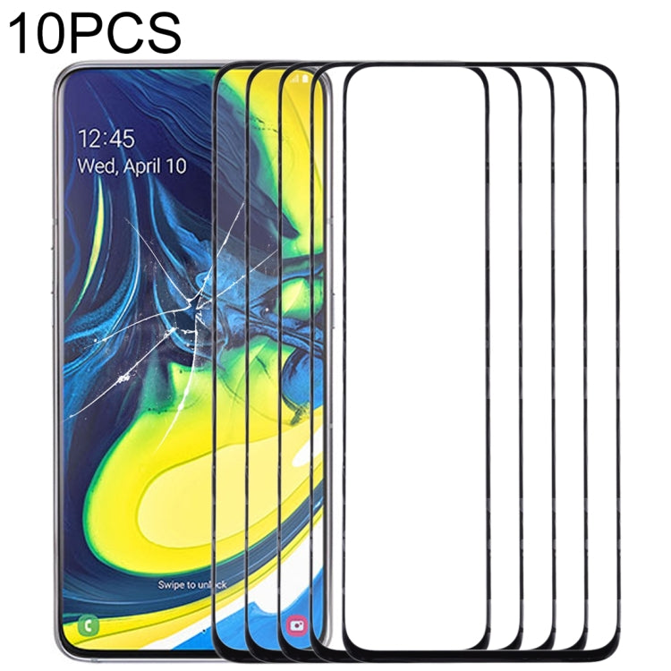 For Samsung Galaxy A90 / A80 10pcs Front Screen Outer Glass Lens (Black) - Outer Glass Lens by buy2fix | Online Shopping UK | buy2fix