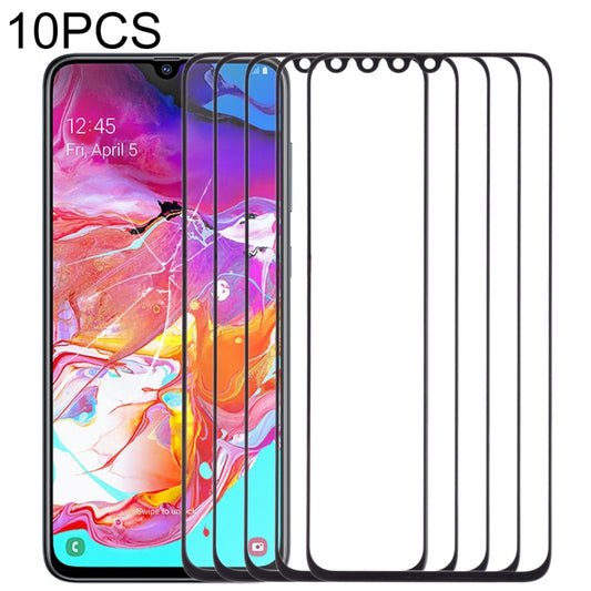 For Samsung Galaxy A70 10pcs Front Screen Outer Glass Lens (Black) - Outer Glass Lens by buy2fix | Online Shopping UK | buy2fix
