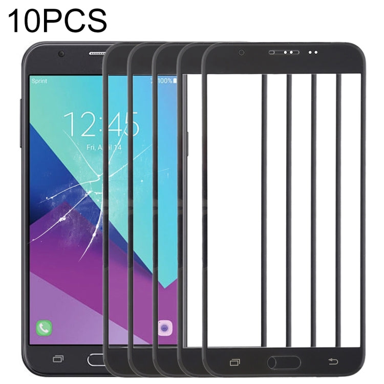 For Samsung Galaxy J7 V / J727V / J727P 10pcs Front Screen Outer Glass Lens (Black) - Outer Glass Lens by buy2fix | Online Shopping UK | buy2fix