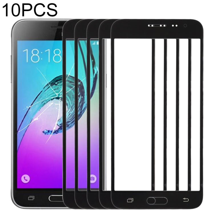 For Samsung Galaxy J3 (2016) / J320FN / J320F / J320G / J320M / J320A / J320V / J320P 10pcs Front Screen Outer Glass Lens (Black) - Outer Glass Lens by buy2fix | Online Shopping UK | buy2fix