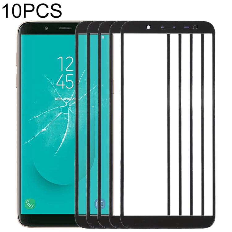 For Samsung Galaxy J6, J600F/DS, J600G/DS  10pcs Front Screen Outer Glass Lens (Black) - Outer Glass Lens by buy2fix | Online Shopping UK | buy2fix