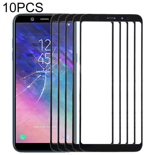For Samsung Galaxy A6+ (2018) / A605  10pcs Front Screen Outer Glass Lens (Black) - Outer Glass Lens by buy2fix | Online Shopping UK | buy2fix