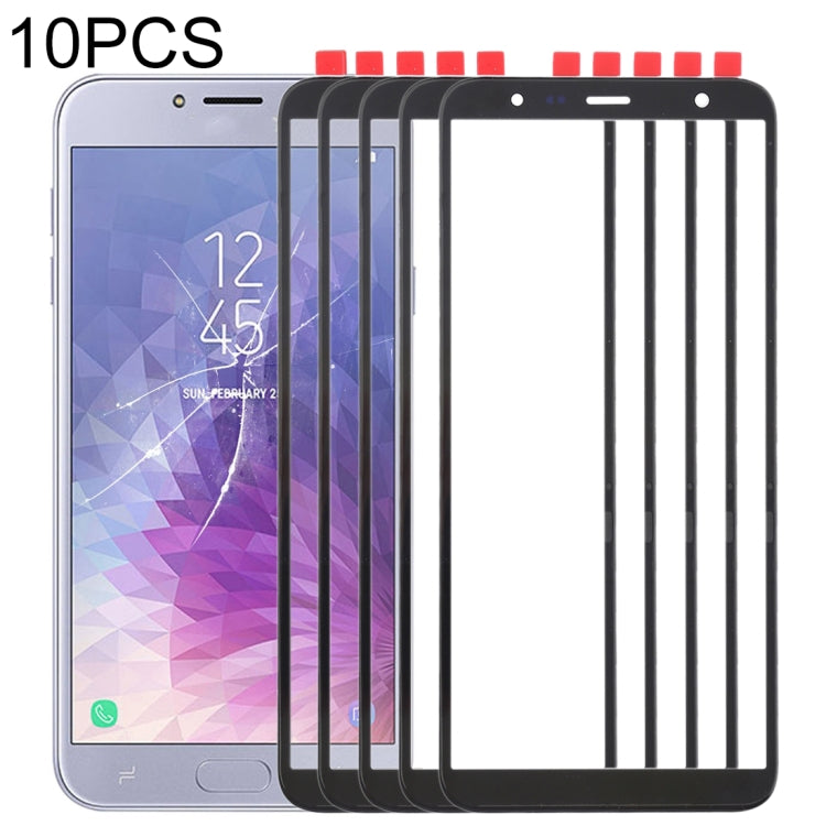For Samsung Galaxy J4+ / J6+ / J610  10pcs Front Screen Outer Glass Lens (Black) - Outer Glass Lens by buy2fix | Online Shopping UK | buy2fix