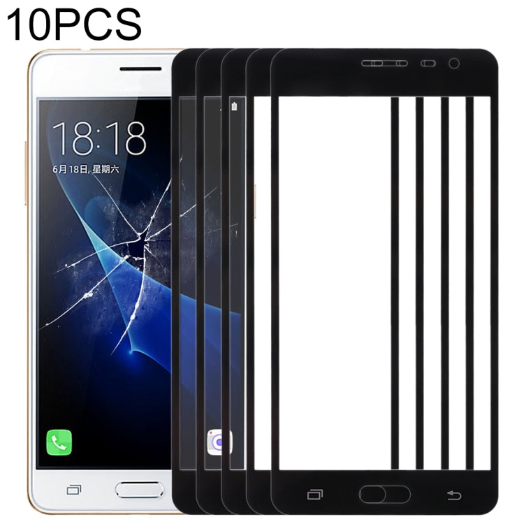 For Samsung Galaxy J3 Pro / J3110 10pcs Front Screen Outer Glass Lens (Black) - Outer Glass Lens by buy2fix | Online Shopping UK | buy2fix