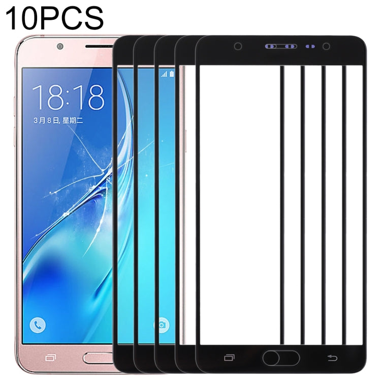For Samsung Galaxy J7 Max 10pcs Front Screen Outer Glass Lens (Black) - Outer Glass Lens by buy2fix | Online Shopping UK | buy2fix