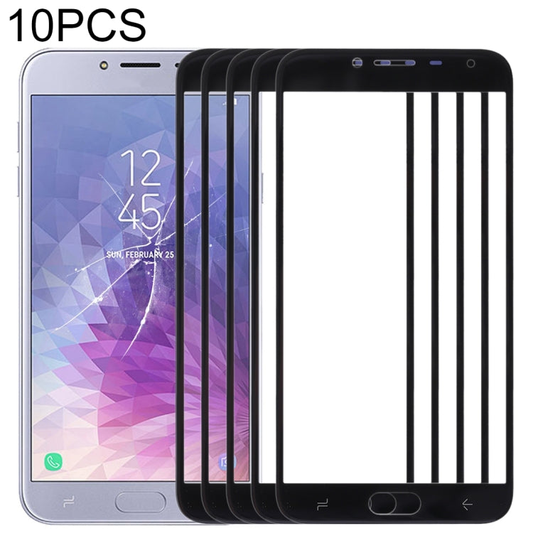 For Samsung Galaxy J4 (2018) 10pcs Front Screen Outer Glass Lens (Black) - Outer Glass Lens by buy2fix | Online Shopping UK | buy2fix