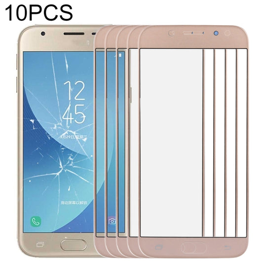 For Samsung Galaxy J3 2017 / J330 10pcs Front Screen Outer Glass Lens (Gold) - Outer Glass Lens by buy2fix | Online Shopping UK | buy2fix