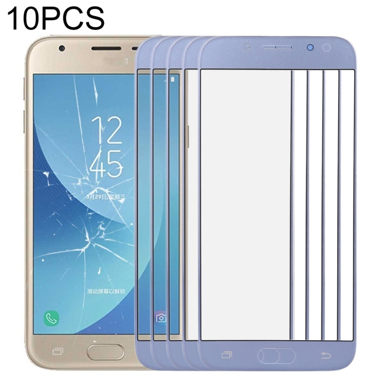 For Samsung Galaxy J3 (2017) / J330 10pcs Front Screen Outer Glass Lens (Blue) - Outer Glass Lens by buy2fix | Online Shopping UK | buy2fix