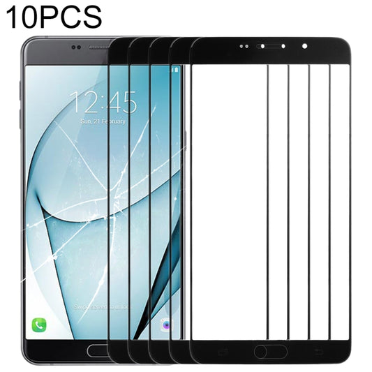 For Samsung Galaxy A9 (2016) / A900 10pcs Front Screen Outer Glass Lens (Black) - Outer Glass Lens by buy2fix | Online Shopping UK | buy2fix