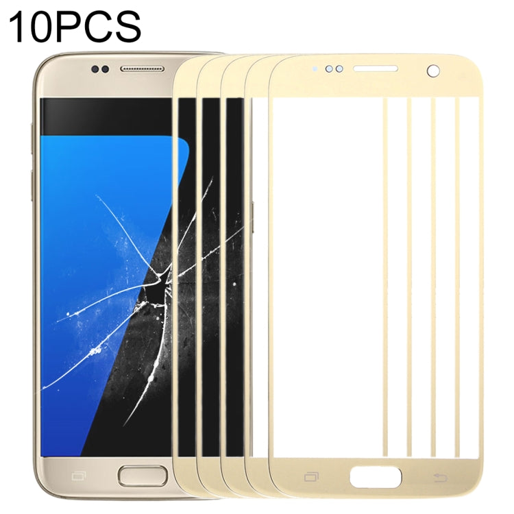For Samsung Galaxy S7 / G930 10pcs Front Screen Outer Glass Lens (Gold) - Outer Glass Lens by buy2fix | Online Shopping UK | buy2fix