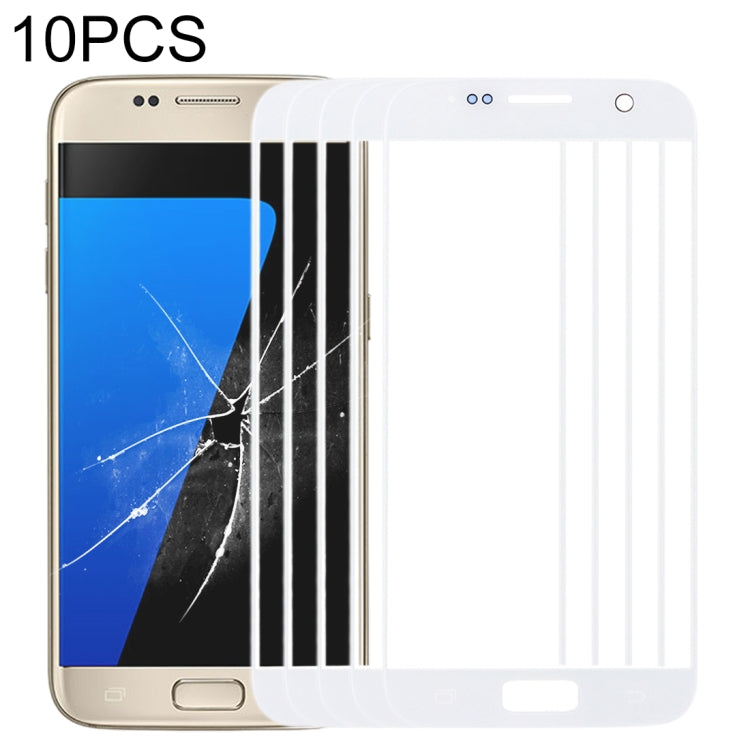 For Samsung Galaxy S7 / G930 10pcs Front Screen Outer Glass Lens (White) - Outer Glass Lens by buy2fix | Online Shopping UK | buy2fix