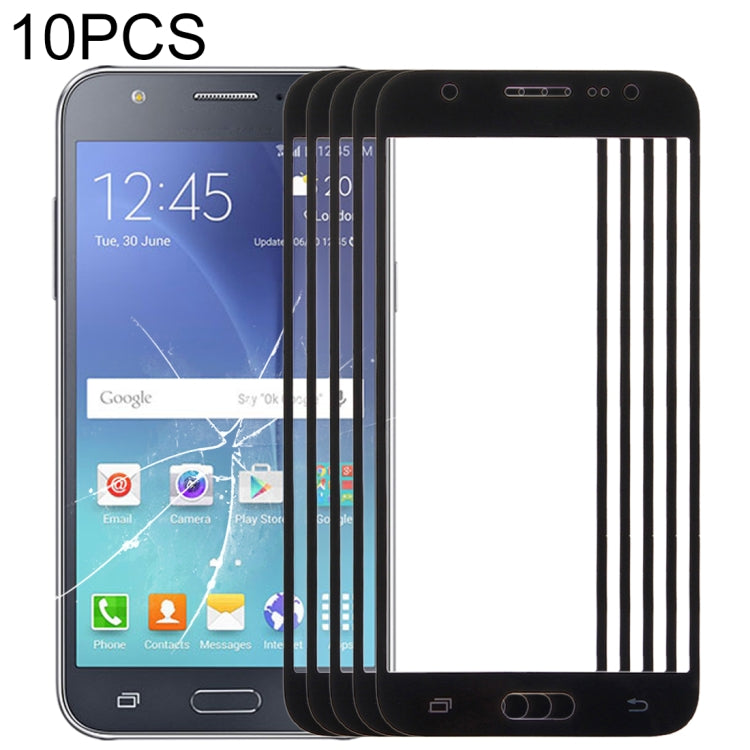 For Samsung Galaxy J7 / J700 10pcs Front Screen Outer Glass Lens (Black) - Outer Glass Lens by buy2fix | Online Shopping UK | buy2fix
