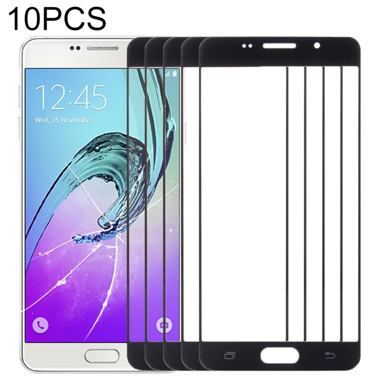 For Samsung Galaxy A7 (2016) / A710 10pcs Front Screen Outer Glass Lens (Black) - Outer Glass Lens by buy2fix | Online Shopping UK | buy2fix
