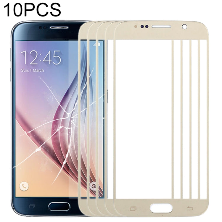 For Samsung Galaxy S6 / G920F 10pcs Front Screen Outer Glass Lens (Gold) - Outer Glass Lens by buy2fix | Online Shopping UK | buy2fix