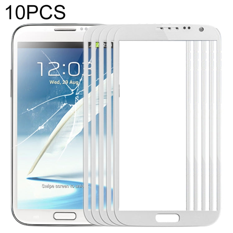 For Samsung Galaxy Note II / N7100 10pcs Front Screen Outer Glass Lens (White) - Outer Glass Lens by buy2fix | Online Shopping UK | buy2fix