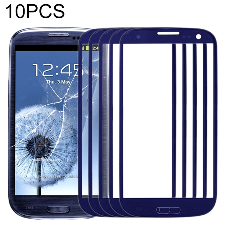 For Samsung Galaxy SIII / i9300 10pcs Front Screen Outer Glass Lens (Blue) - Outer Glass Lens by buy2fix | Online Shopping UK | buy2fix
