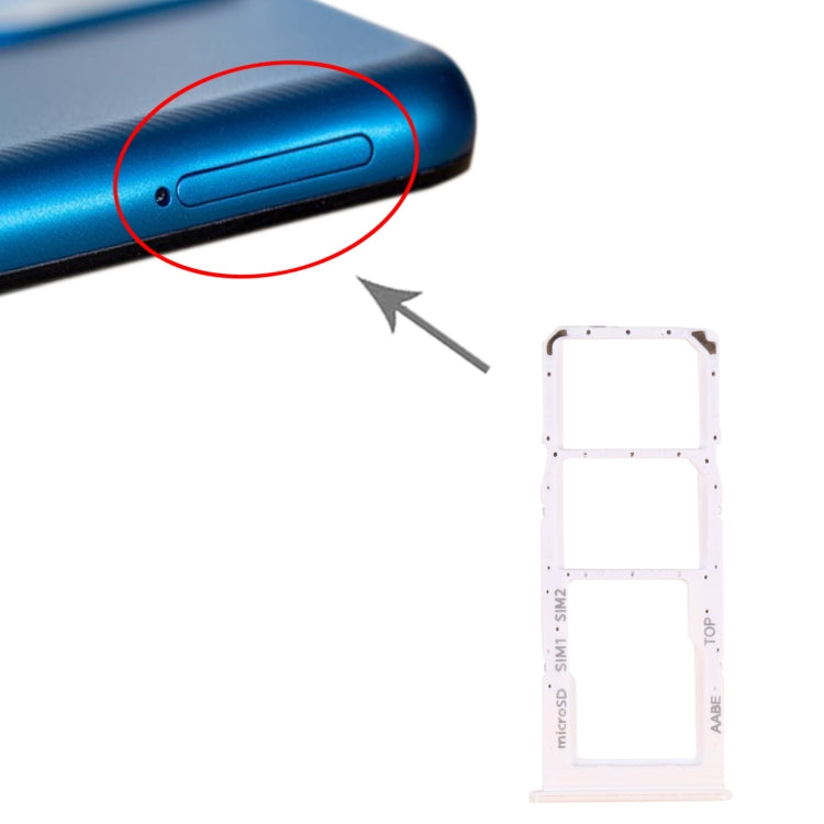 For Samsung Galaxy A12 SM-A125 SIM Card Tray + SIM Card Tray + Micro SD Card Tray (White) - Card Tray by buy2fix | Online Shopping UK | buy2fix