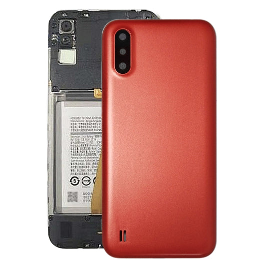 For Samsung Galaxy A01 SM-015F Battery Back Cover With Camera Lens (Red) - Camera Series by buy2fix | Online Shopping UK | buy2fix
