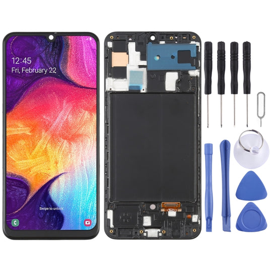6.36 inch OLED LCD Screen for Samsung Galaxy A50 SM-A505 Digitizer Full Assembly with Frame (Black)