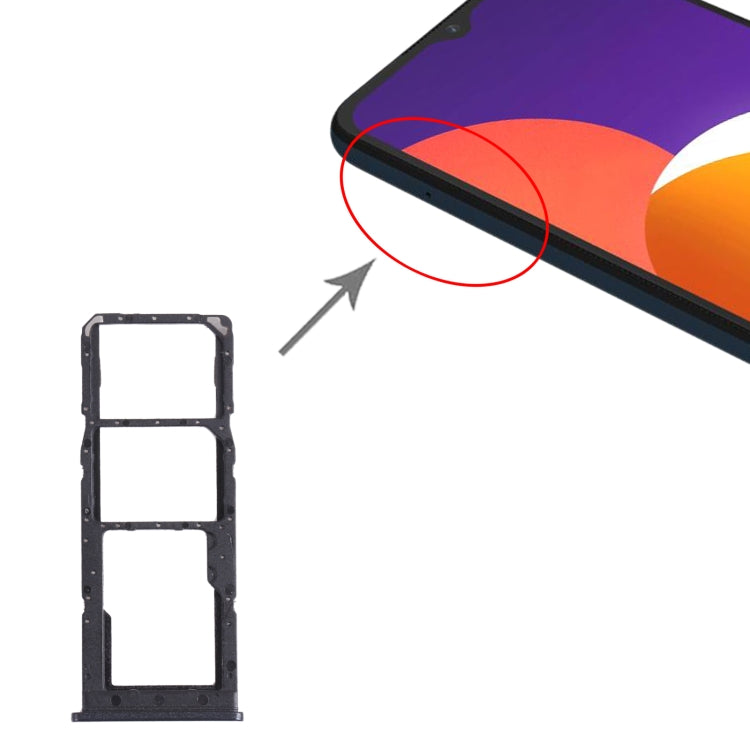 For Samsung Galaxy M12 SM-M127 SIM Card Tray + SIM Card Tray + Micro SD Card Tray (Black) - Card Tray by buy2fix | Online Shopping UK | buy2fix