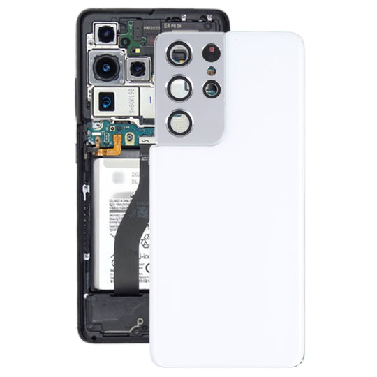 For Samsung Galaxy S21 Ultra 5G Battery Back Cover with Camera Lens Frame (White)