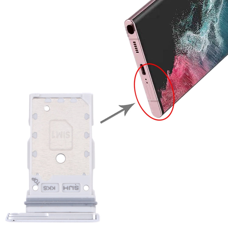 For Samsung Galaxy S22 Ultra 5G SM-S908B Original SIM Card Tray + SIM Card Tray (White) -  by buy2fix | Online Shopping UK | buy2fix
