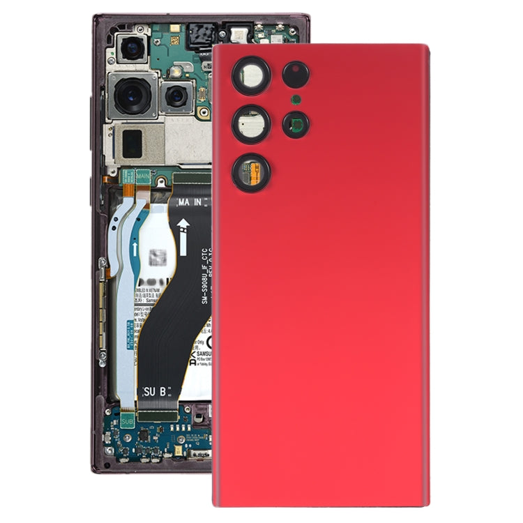 For Samsung Galaxy S22 Ultra 5G SM-S908B Battery Back Cover with Camera Lens Cover (Red) -  by buy2fix | Online Shopping UK | buy2fix