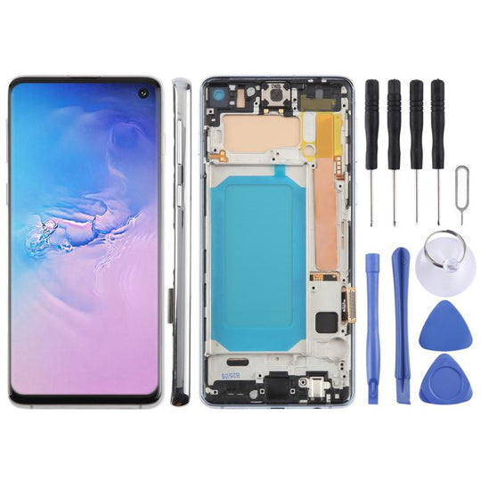 For Samsung Galaxy S10 4G SM-G973F 6.05 inch TFT LCD Screen Digitizer Full Assembly with Frame, Not Supporting Fingerprint Identification(Silver)