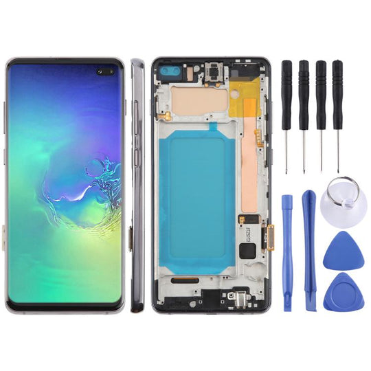 For Samsung Galaxy S10+ SM-G975F 6.38 inch TFT LCD Screen Digitizer Full Assembly with Frame, Not Supporting Fingerprint Identification(Gray)