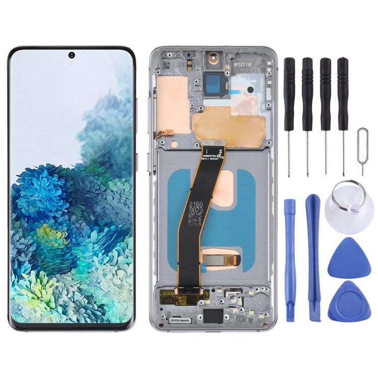 OLED LCD Screen For Samsung Galaxy S20 SM-G980 Digitizer Full Assembly with Frame (Grey) - LCD Screen by buy2fix | Online Shopping UK | buy2fix