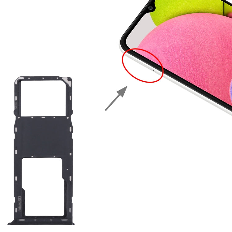 For Samsung Galaxy A03s SM-A037U Original SIM Card Tray + Micro SD card tray (Black) - Card Tray by buy2fix | Online Shopping UK | buy2fix