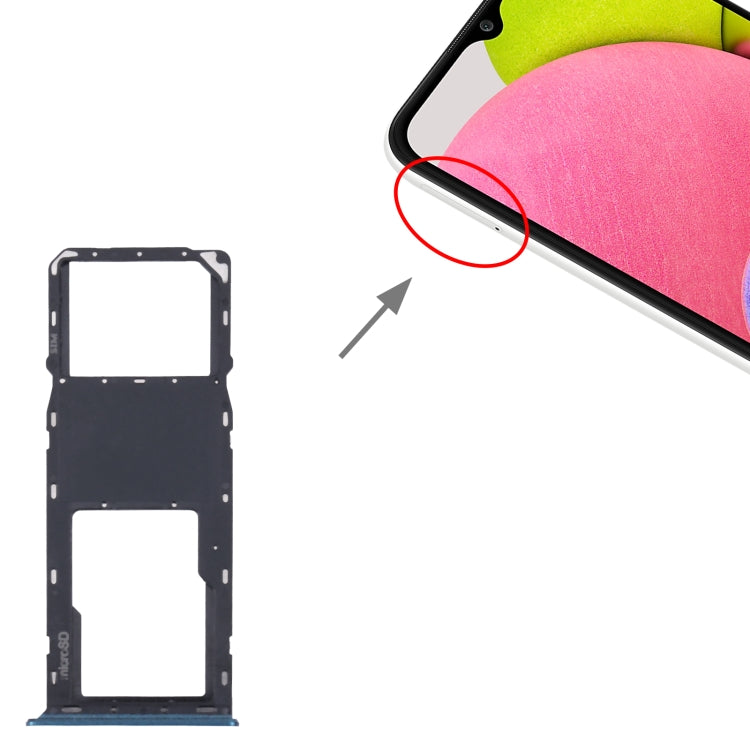 For Samsung Galaxy A03s SM-A037U Original SIM Card Tray + Micro SD card tray (Blue) - Card Tray by buy2fix | Online Shopping UK | buy2fix