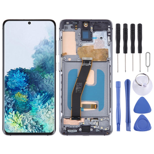OLED Material LCD Screen for Samsung Galaxy S20 SM-G980 Digitizer Full Assembly With Frame(Black) - LCD Screen by buy2fix | Online Shopping UK | buy2fix