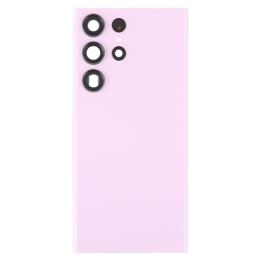 For Samsung Galaxy S23 Ultra SM-S918 Glass Battery Back Cover with Camera Lens Cover(Pink) -  by buy2fix | Online Shopping UK | buy2fix