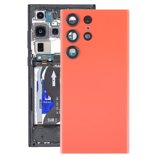 For Samsung Galaxy S23 Ultra SM-S918 Glass Battery Back Cover with Camera Lens Frame(Red)