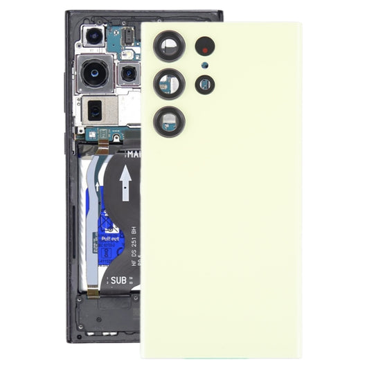 For Samsung Galaxy S23 Ultra SM-S918 Glass Battery Back Cover with Camera Lens Cover(Yellow) -  by buy2fix | Online Shopping UK | buy2fix
