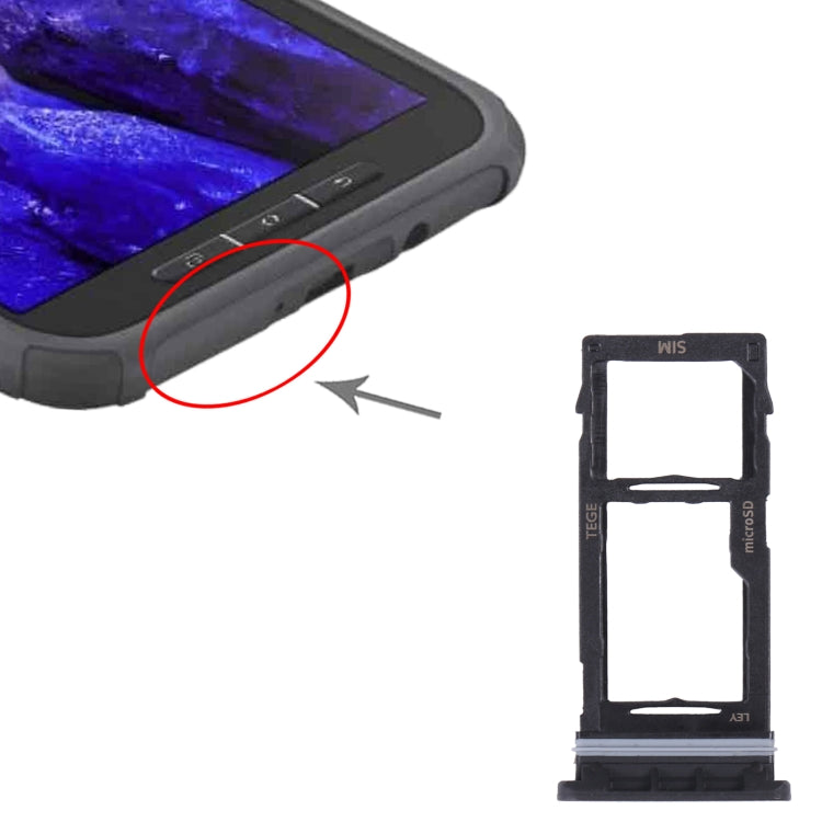 For Samsung Galaxy Tab Active3 8.0 SM-T570/T575 Original SIM Card Tray + Micro SD Card Tray (Black) - Card Tray by buy2fix | Online Shopping UK | buy2fix