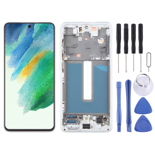 For Samsung Galaxy S21 FE 5G SM-G990B Original LCD Screen Digitizer Full Assembly with Frame (White) - LCD Screen by buy2fix | Online Shopping UK | buy2fix
