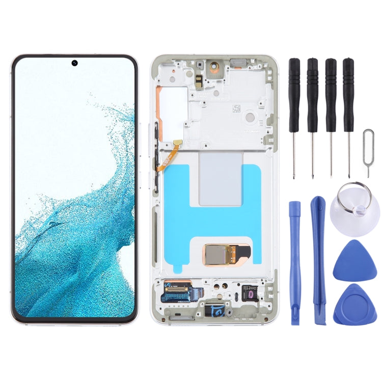 For Samsung Galaxy S22 5G SM-S901B Original LCD Screen Digitizer Full Assembly with Frame (White) -  by buy2fix | Online Shopping UK | buy2fix