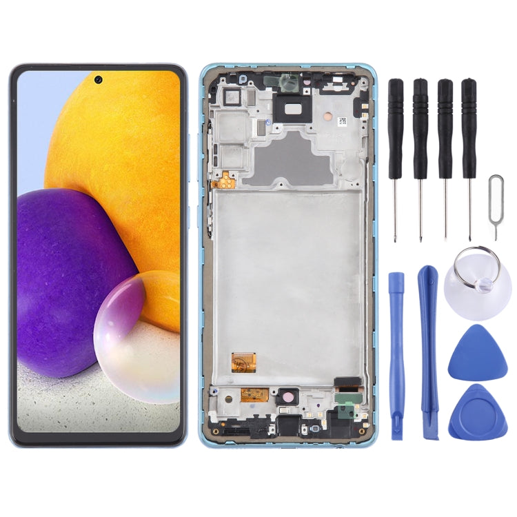 For Samsung Galaxy A72 4G SM-A725 6.43 inch OLED LCD Screen Digitizer Full Assembly with Frame (Blue) - LCD Screen by buy2fix | Online Shopping UK | buy2fix