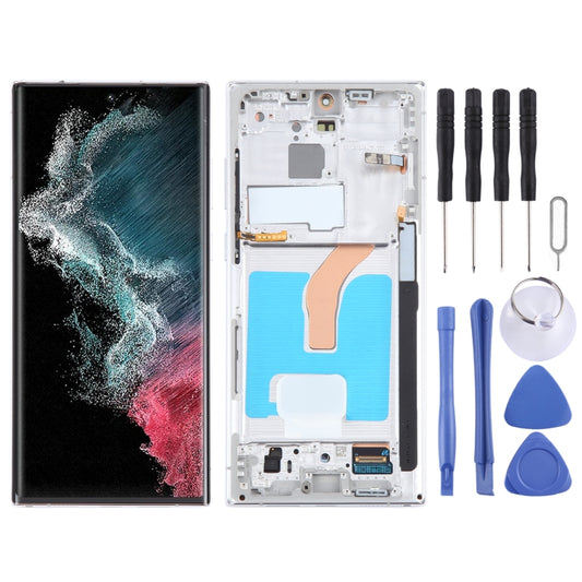 For Samsung Galaxy S22 Ultra 5G SM-S908B Original LCD Screen Digitizer Full Assembly with Frame (White) -  by buy2fix | Online Shopping UK | buy2fix