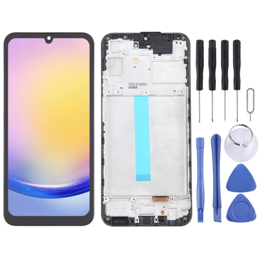 For Samsung Galaxy A25 SM-A256B 6.36 inch OLED LCD Screen Digitizer Full Assembly with Frame (Black) - LCD Screen by buy2fix | Online Shopping UK | buy2fix