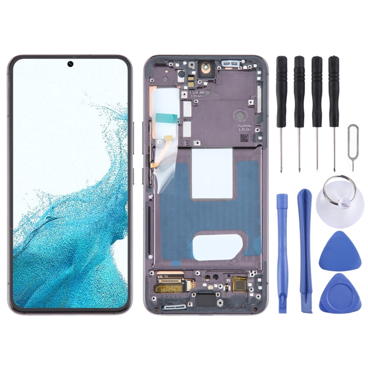 For Samsung Galaxy S22 5G SM-S901B EU Version OLED LCD Screen Digitizer Full Assembly with Frame (Black) -  by buy2fix | Online Shopping UK | buy2fix
