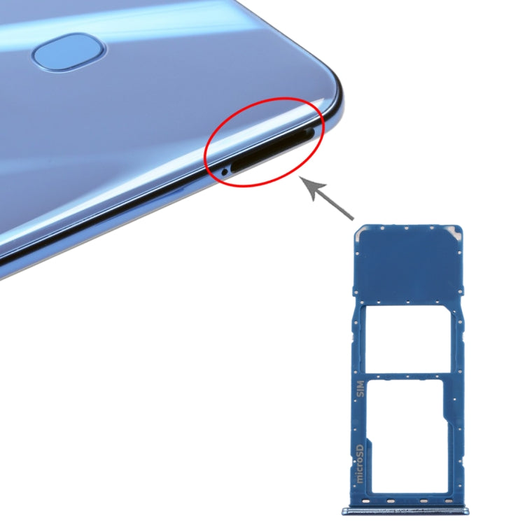 For Galaxy A20 A30 A50 SIM Card Tray + Micro SD Card Tray (Blue) - Card Tray by buy2fix | Online Shopping UK | buy2fix