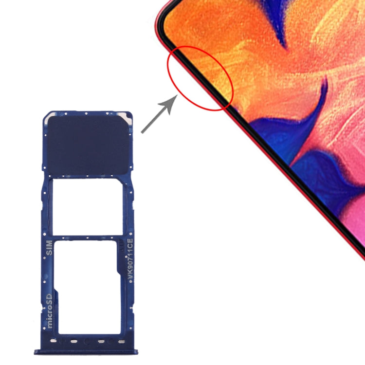 For Galaxy A10 SIM Card Tray + Micro SD Card Tray (Blue) - Card Tray by buy2fix | Online Shopping UK | buy2fix