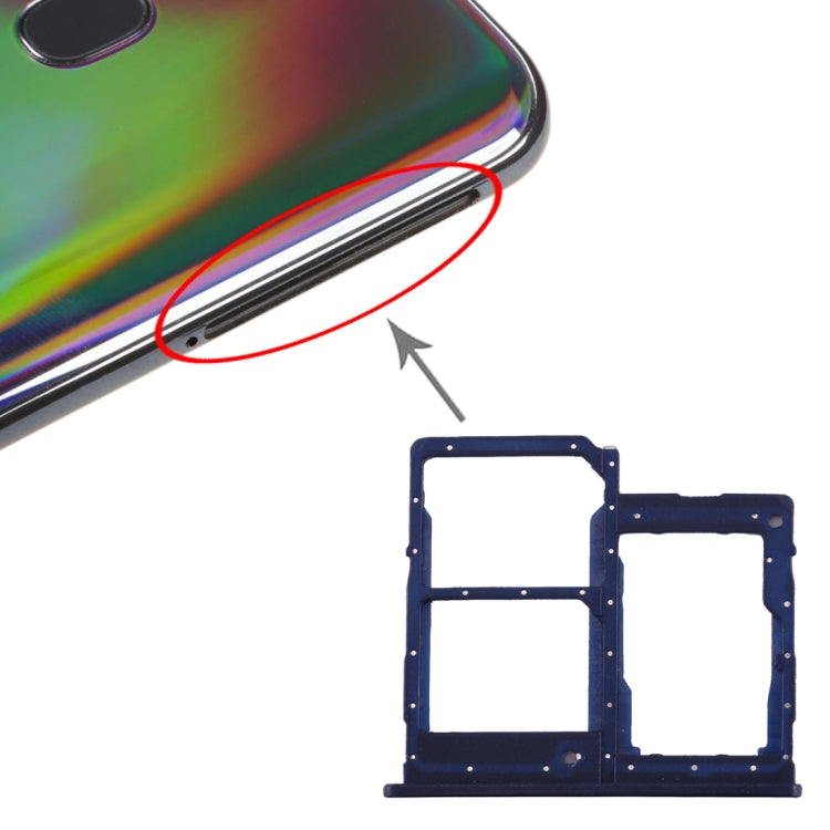 For Galaxy A40 SIM Card Tray + SIM Card Tray + Micro SD Card Tray (Dark Blue) - Card Tray by buy2fix | Online Shopping UK | buy2fix