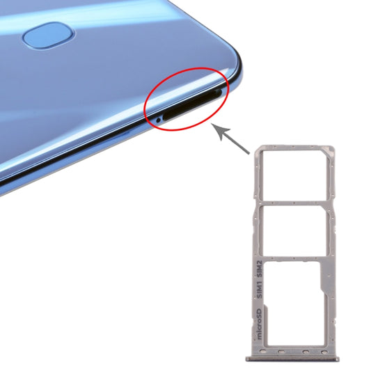 For Galaxy A20 A30 A50 SIM Card Tray + SIM Card Tray + Micro SD Card Tray (Grey) - Card Tray by buy2fix | Online Shopping UK | buy2fix