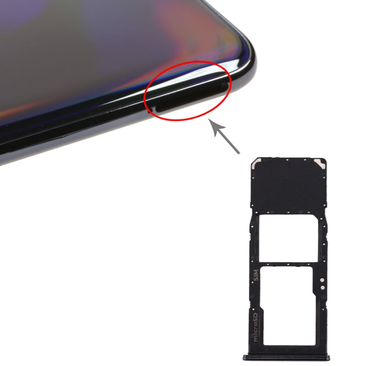 For Galaxy A70 SIM Card Tray + Micro SD Card Tray (Black) - Card Tray by buy2fix | Online Shopping UK | buy2fix