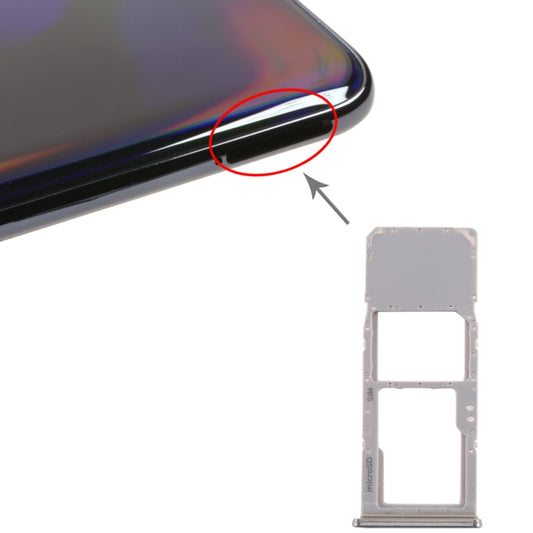 For Galaxy A70 SIM Card Tray + Micro SD Card Tray (Silver) - Card Tray by buy2fix | Online Shopping UK | buy2fix