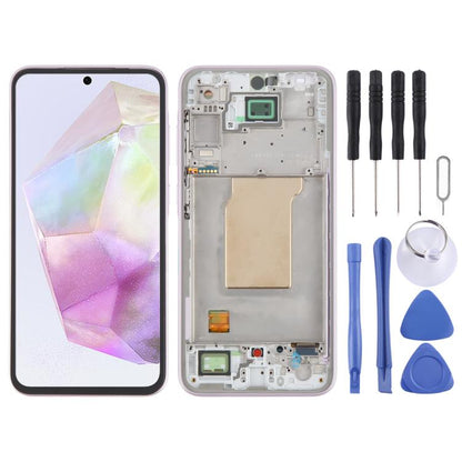 For Samsung Galaxy A35 SM-A356B Original LCD Screen Digitizer Full Assembly with Frame (Pink) - LCD Screen by buy2fix | Online Shopping UK | buy2fix